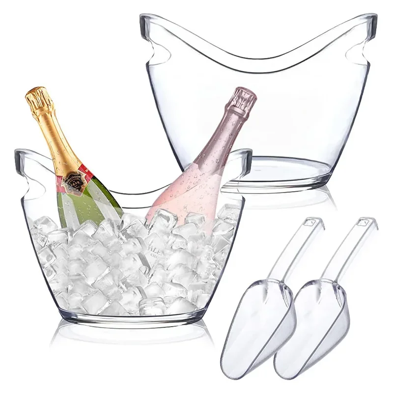 Wine Beer Refrigerator - Balde de gelo transparente 4l, pá