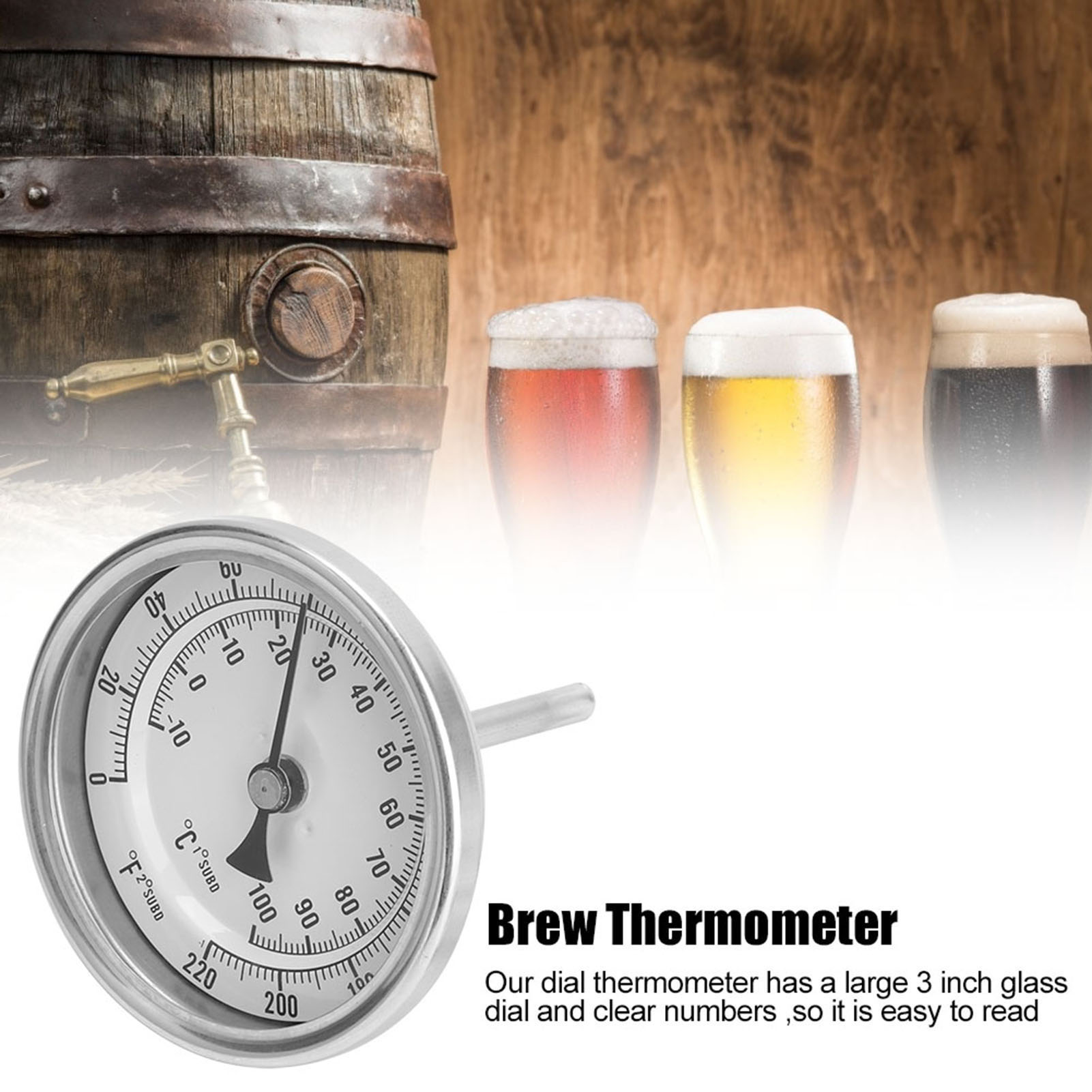 Beer Wine Kit - Kit de Termômetro Bimetálico Sem Solda
