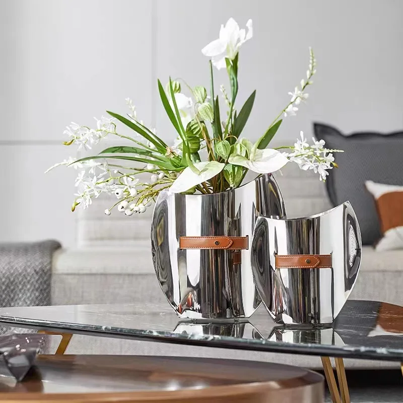 Ice Bucket Silver - Vaso curvo de aço inoxidável, decoração